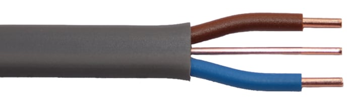 Cable de alimentación Prysmian de 2 núcleos, 6 mm², Ø ext. 6.8 x 13.1mm, long. 50m, 240 V / 47 A, funda de PVC, Gris