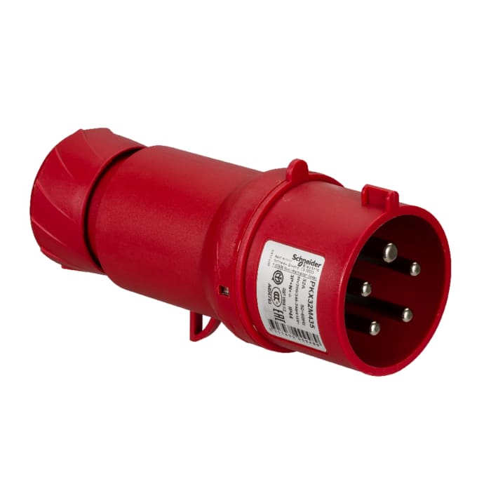 Merlin Gerin Endüstriyel Fiş / Priz, Fiş, 3P+N+E, 415 V, 32A, Kablo Ucuna Monte, Kırmızı, IP44, PratiKa Serisi