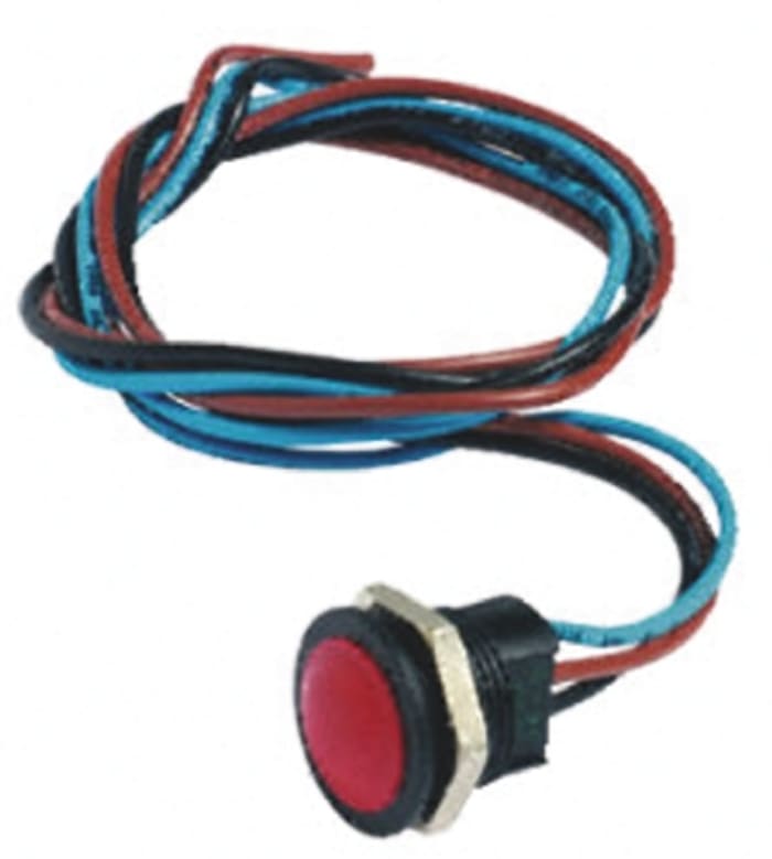 APEM Push Button Switch, Panel Mount, 16.2mm Cutout, SPDT, 24V dc, IP67