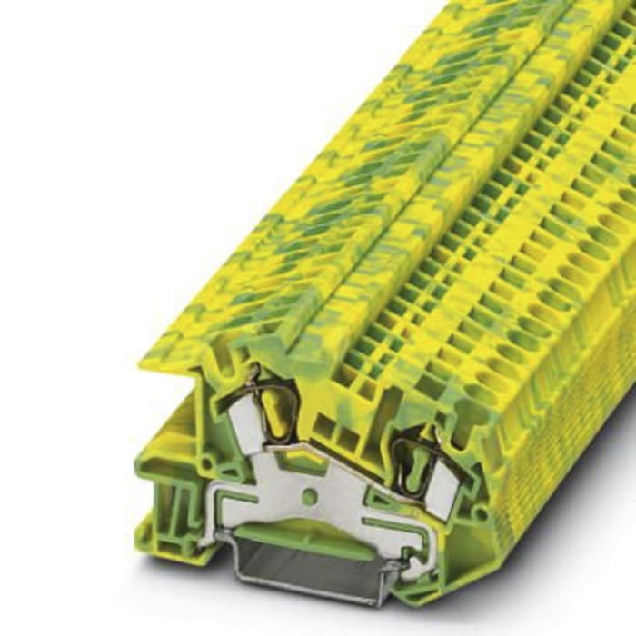 Phoenix Contact STI 4-PE Series Green/Yellow DIN Rail Terminal Block, 0.08 → 6mm², Single-Level, Spring Clamp
