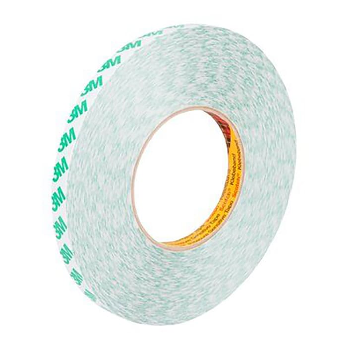 3M 9087 White Double Sided Plastic Tape 0.26mm Thick 5.2 N cm PVC Backing 12mm x 50m