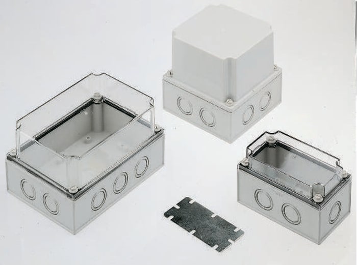 Fibox Grey Polycarbonate Enclosure, IP66, IP67, Clear Lid, 255 x 180 x 100mm