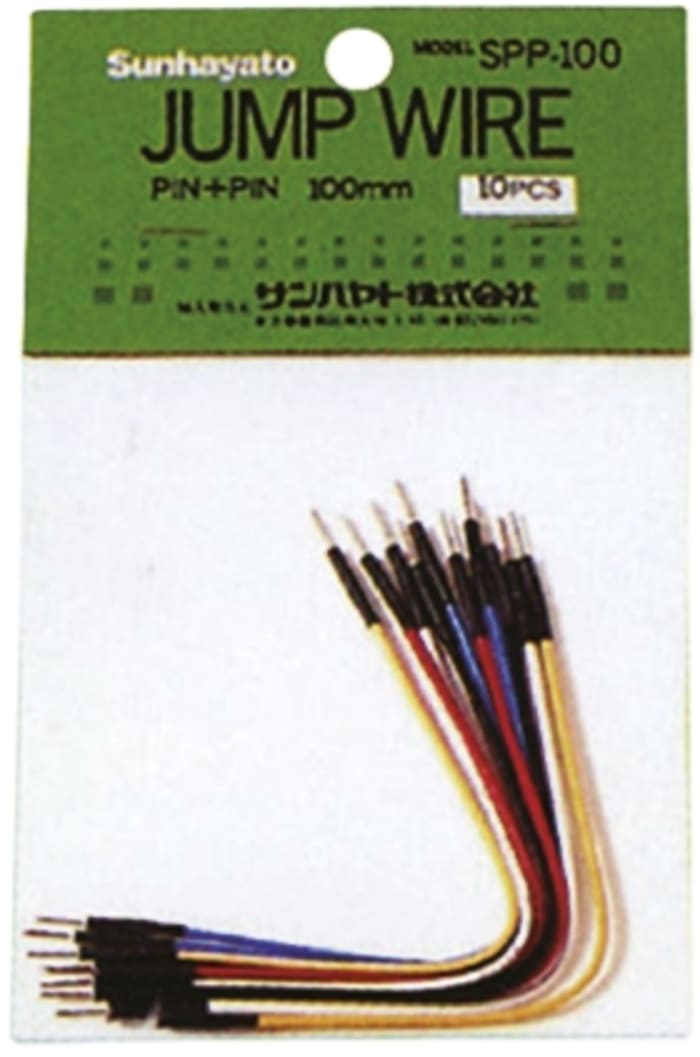 SPP-100, 100mm Insulated Tinned Copper Breadboard Jumper Wire in Black, Blue, Red, White, Yellow