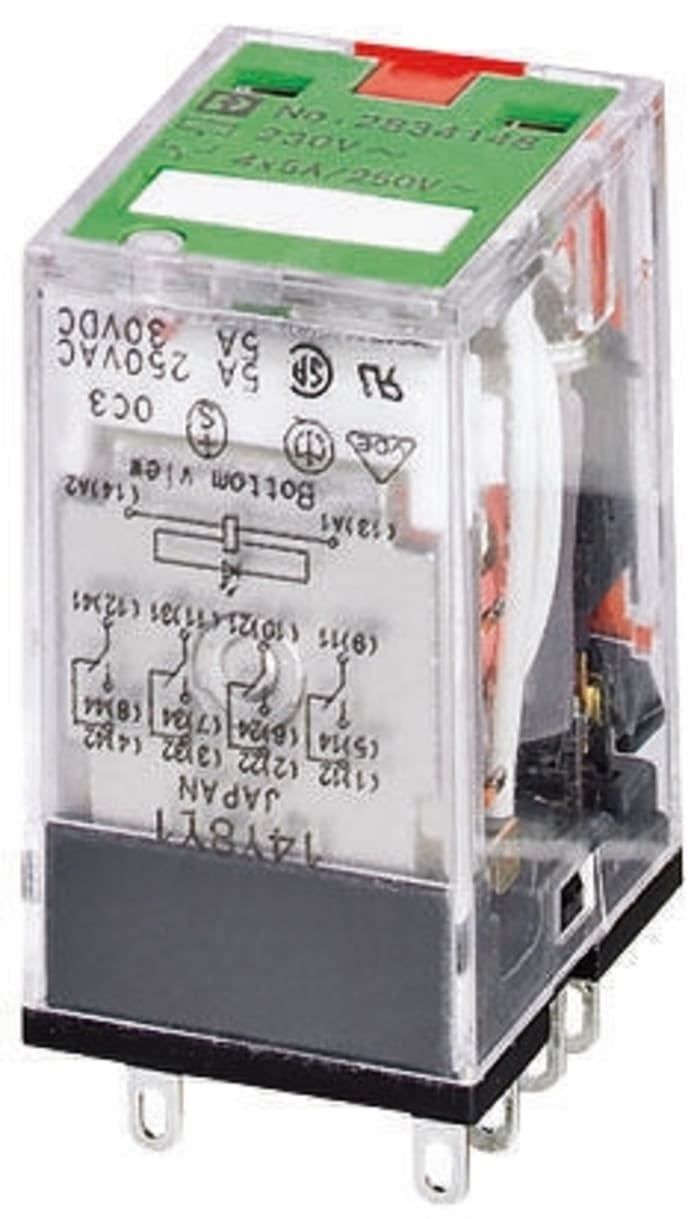 Phoenix Contact PCB Mount Non-Latching Relay, 230V ac Coil, 12A Switching Current, 4PDT
