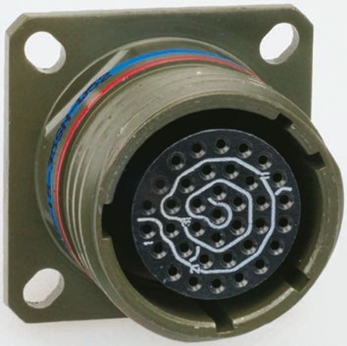 Amphenol Limited, TV, Copper Alloy 3 Way Wall Mount MIL Spec Circular Connector ReceptacleGreen, Socket Contacts,Shell