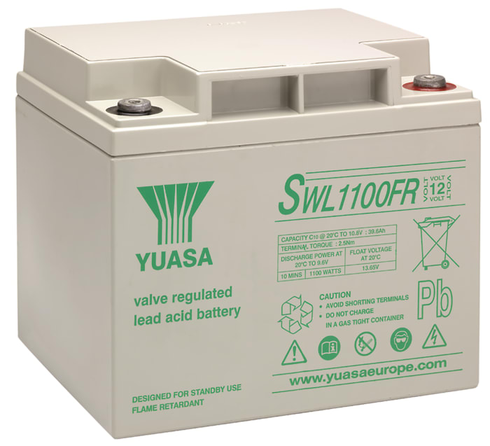 Yuasa 12V M5 Sealed Lead Acid Battery, 39.6Ah
