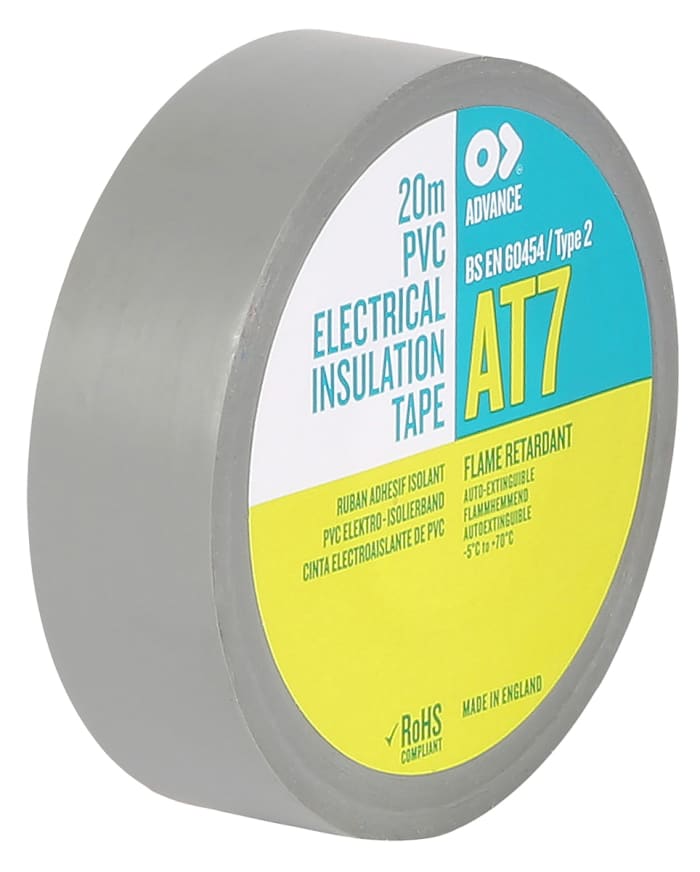 AT7 Advance Tapes Advance Tapes AT7 Grey PVC Electrical Tape, 19mm x