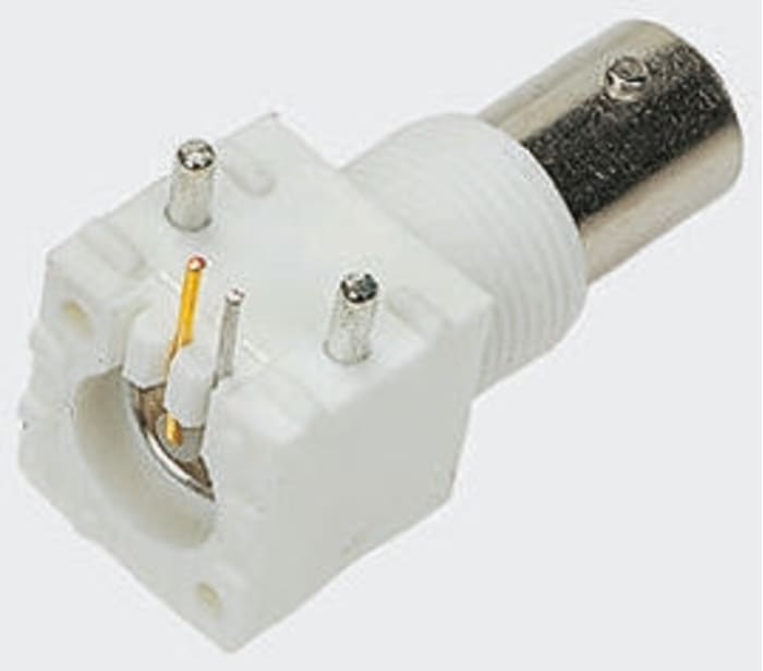 TE Connectivity ZDC Series, Jack PCB Mount BNC Connector, 75Ω, Through Hole Termination, Right Angle Body