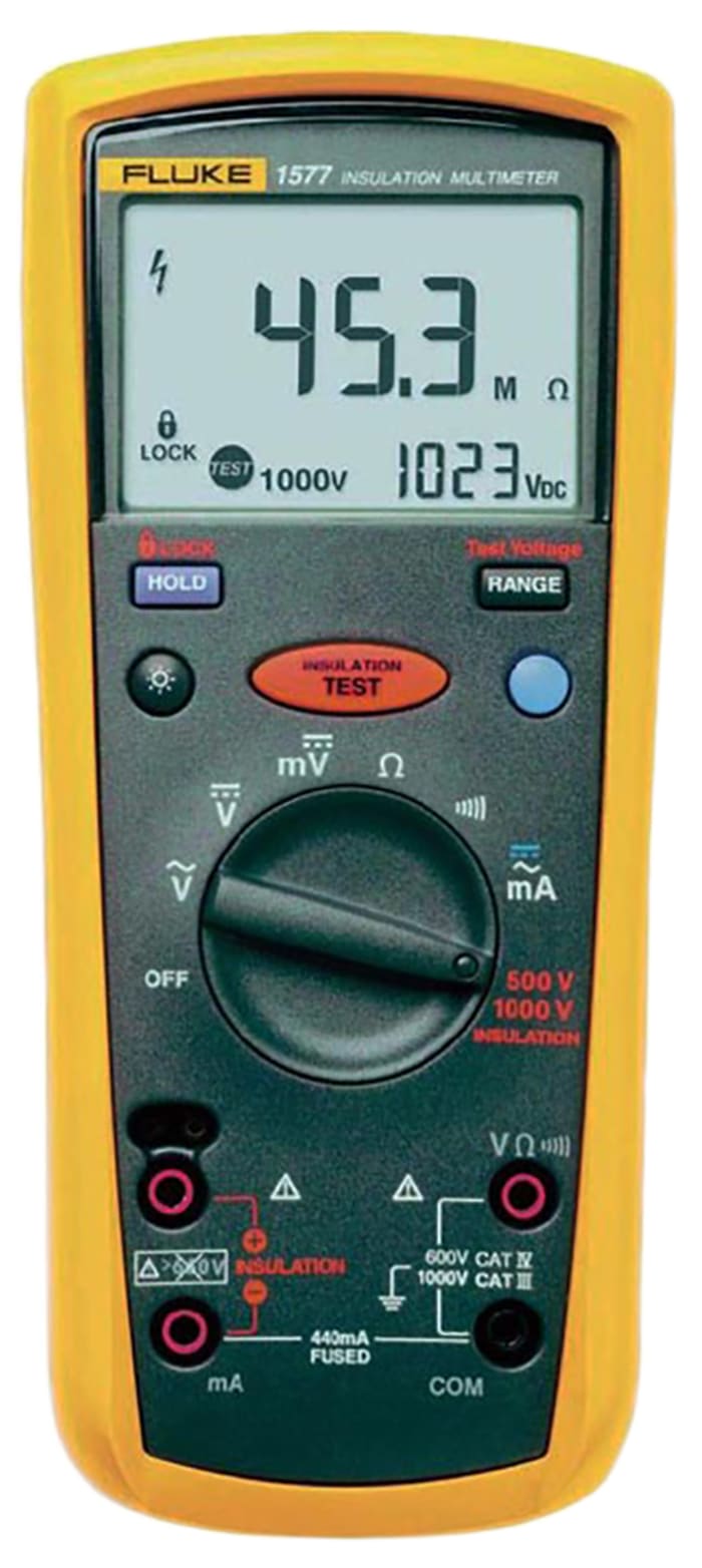 Fluke 1577 Insulation Tester, 500V Min, 1000V Max, 2GΩ Max, CAT III 1000V