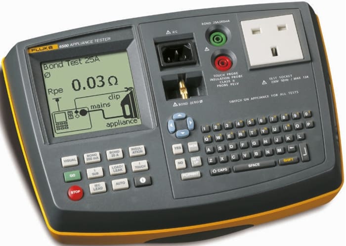 Fluke 6500 PAT Tester Kit, Kit Contents Appliance Pass Label, DMS 0702 Software, EXTL100, Fluke 6500, SPScan15