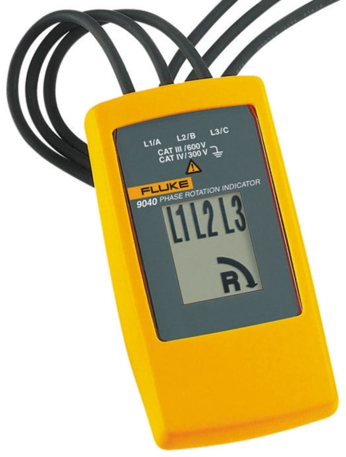 Fluke 9040 Phase Rotation Tester, CAT III 600 V, CAT IV 300 V, 400Hz Max, 700V Max
