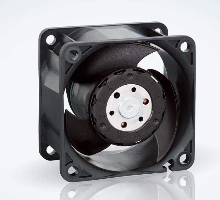 ebm-papst 600 J Series Axial Fan, 12 V dc, DC Operation, 70m³/h, 7.6W, 642mA Max, IP20, 60 x 60 x 32mm