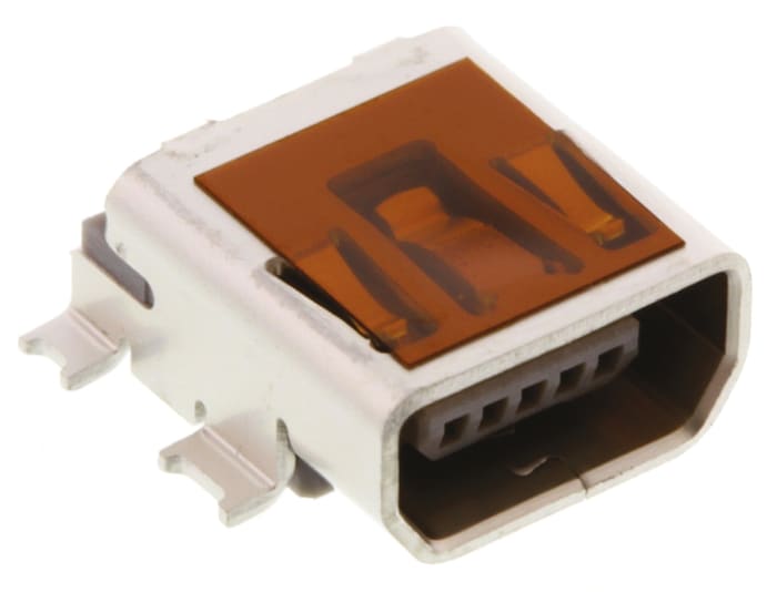 Molex On-The-Go Serisi Mini USB Konnektörü, Soket Type AB, SMD Montaj, Versiyon 2.0 Dik Açılı, Seri No: 56579