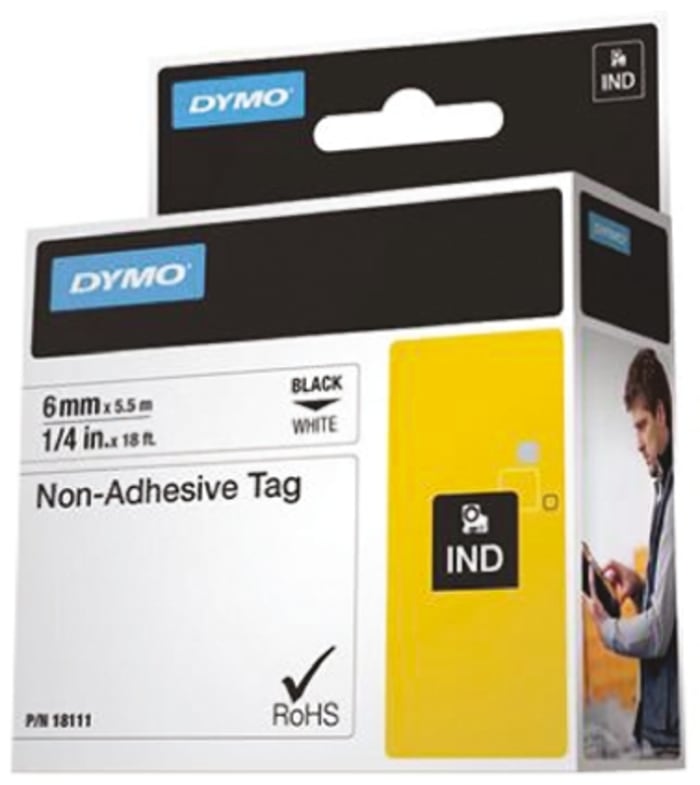 Dymo Black on White Label Printer Tape, 5.5 m Length, 6 mm Width