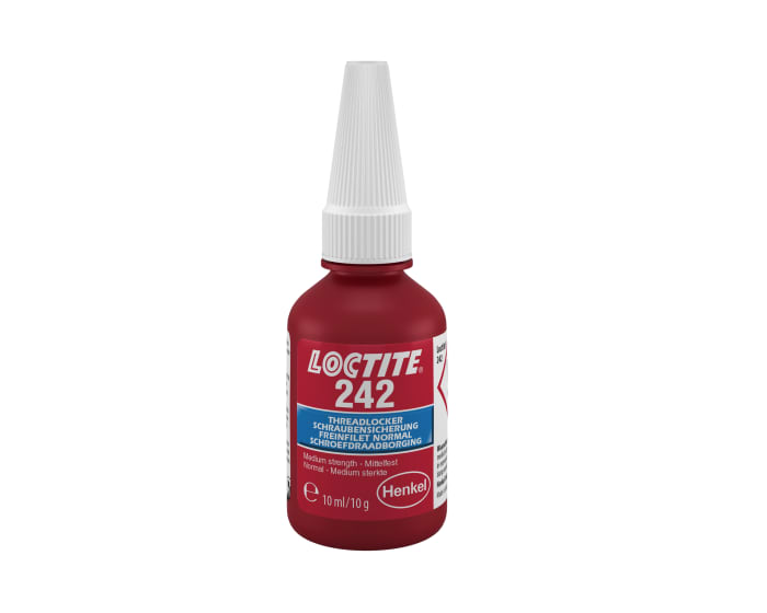 Fijador de roscas Loctite 242 de color Azul de 10 ml, cura 12 h