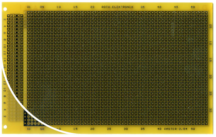 Roth Elektronik Double Sided Matrix Board FR4 With 34 x 54 1mm Holes, 2.54 x 2.54mm Pitch, 160 x 100 x 1.5mm