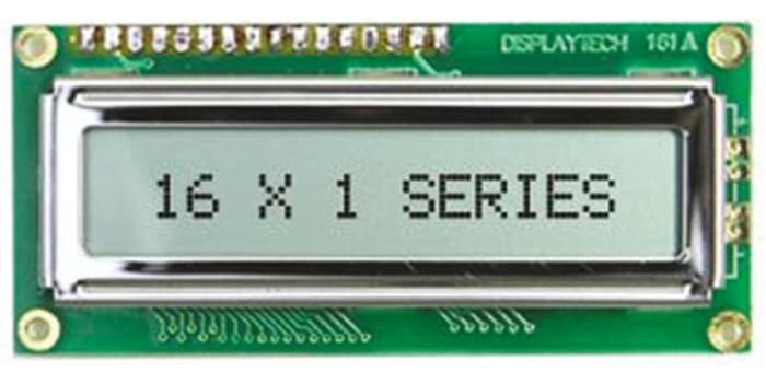 Displaytech 161A-BC-BC Alphanumeric LCD Display, Yellow on Green, 1 Row by 16 Characters, Transflective
