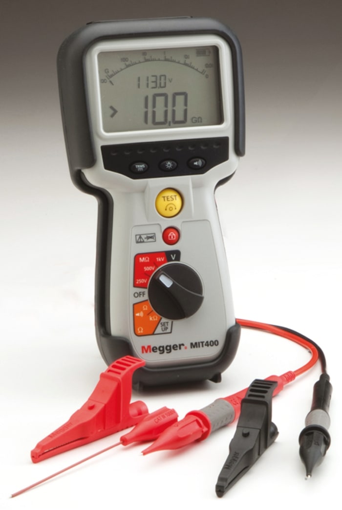 Megger MIT400 Insulation & Continuity Tester, 250V dc Min, 1000V dc Max, 20GΩ Max, CAT IV 600 V