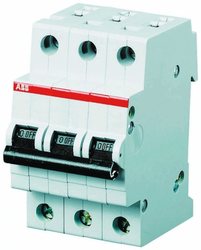 ABB System Pro M Compact S200 MCB, 3P, 10A Curve C, 400V AC, 110V DC, 6 kA Breaking Capacity