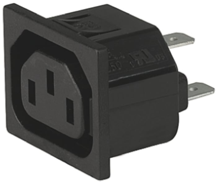 Schurter C13 Snap-In IEC Connector Socket, 15A, 250 V