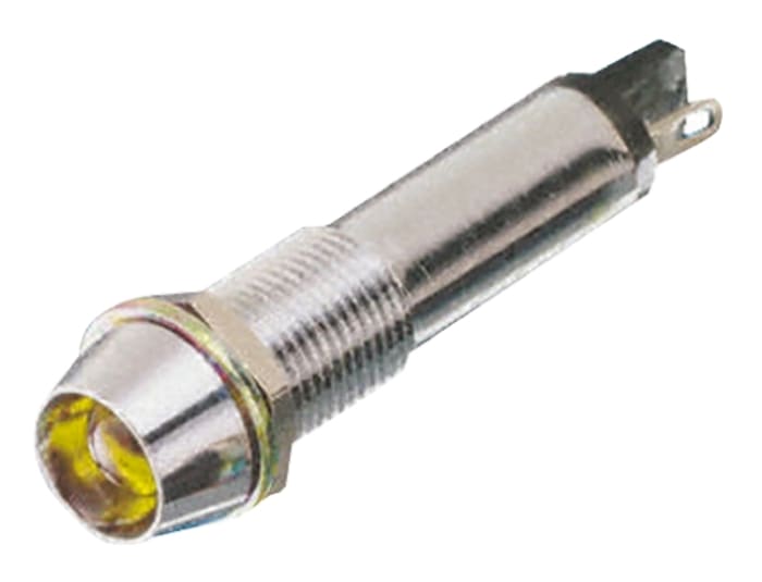 Dialight Yellow Indicator, 12V dc, 15mA, Solder Tab Termination, Recessed