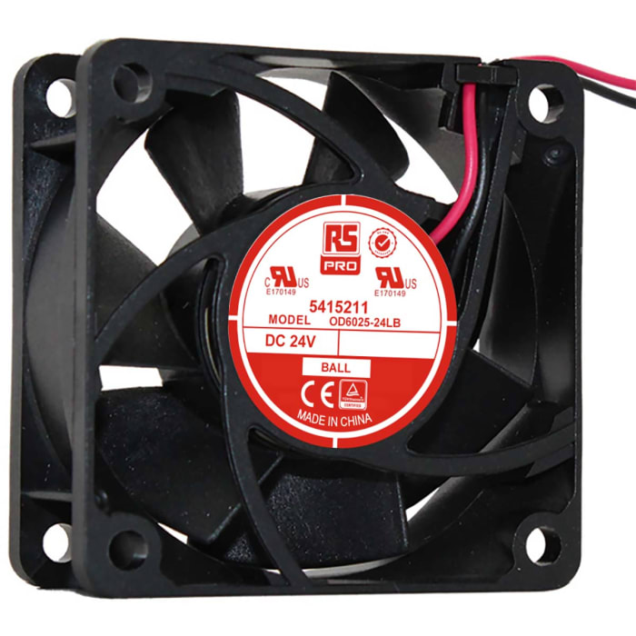 RS PRO Axial Fan, 24 V dc, DC Operation, 22.1m³/h, 1W, 60mA Max, 60 x 60 x 25mm