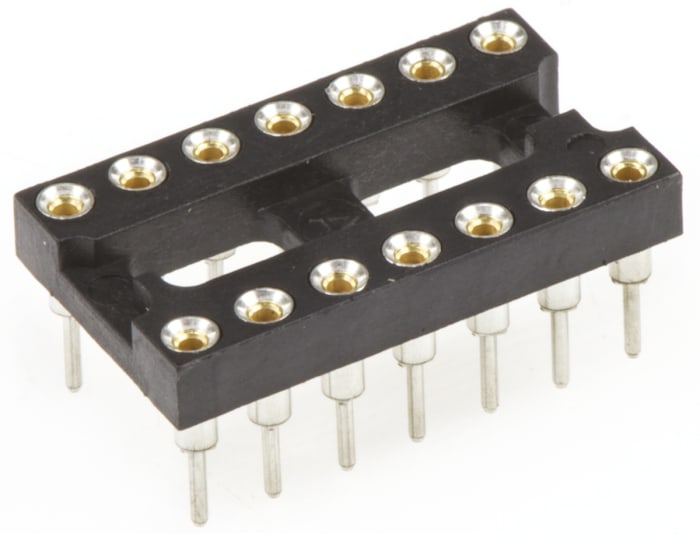 TE Connectivity, Economy 800 2.54mm Pitch Vertical 14 Way, Through Hole Stamped Pin Open Frame IC Dip Socket, 3A