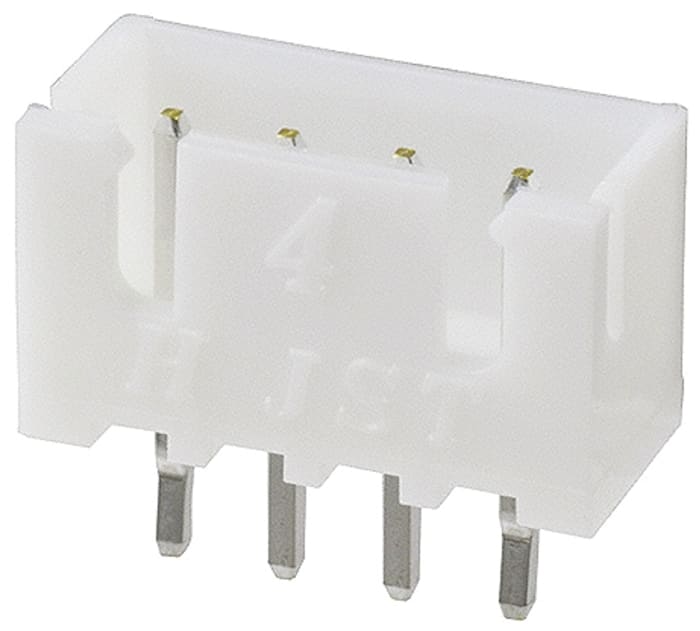 JST XH Series Straight Through Hole PCB Header, 4 Contact(s), 2.5mm Pitch, 1 Row(s)