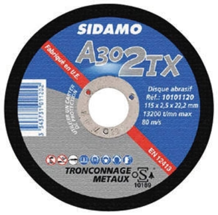 Sidamo Aluminium Oxide Grinding Disc, 115mm Diameter, 2.5mm Thick