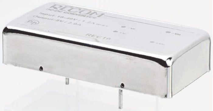 Recom Isolated DC-DC Converter, 5V dc/ 2A Output, 9 → 36 V dc Input, 10W, Through Hole, +70°C Max Temp -25°C Min