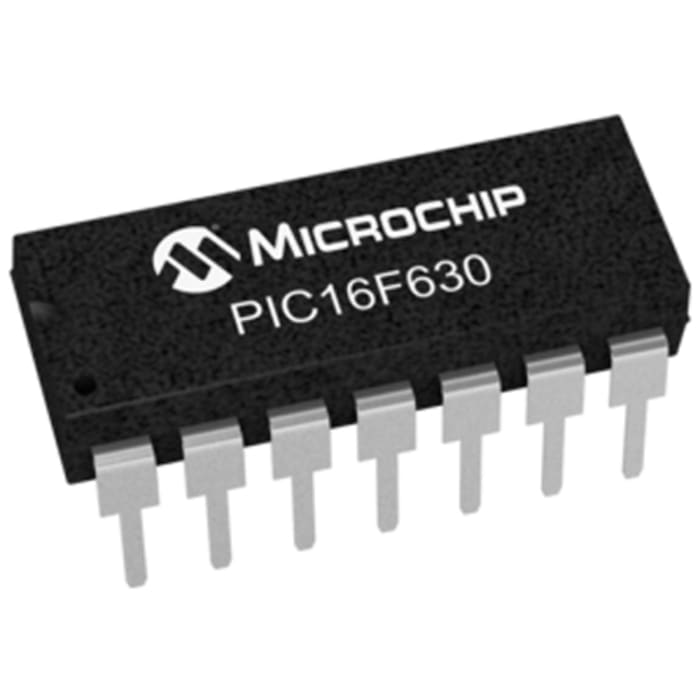 Microchip PIC16F630-I/P, 8bit PIC Microcontroller, PIC16F, 20MHz, 128 B, 1024 x 14 words Flash, 14-Pin PDIP