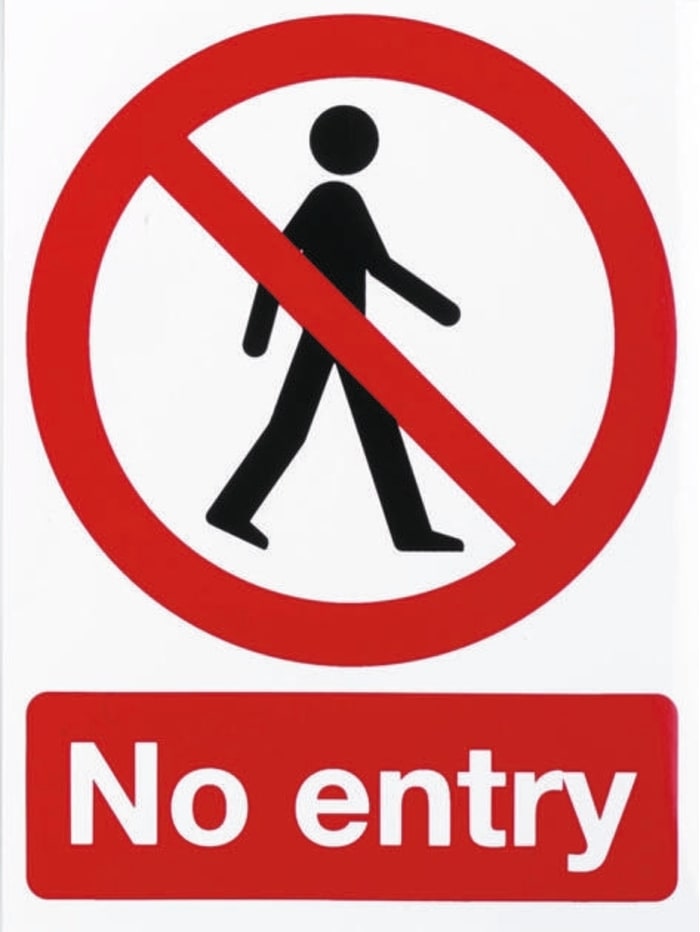 Panneau d&amp;#146;interdiction, avec pictogramme : Pas d'accès / d'entrée "No Entry