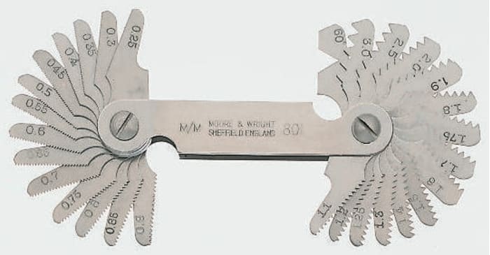 Neill Tools, 22 Blades Thread Pitch Gauge, Metric thread type