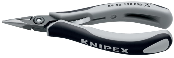 Knipex 34 22 Electronics Pliers, Long Nose Pliers, 132 mm Overall, Straight Tip, 23mm Jaw, ESD