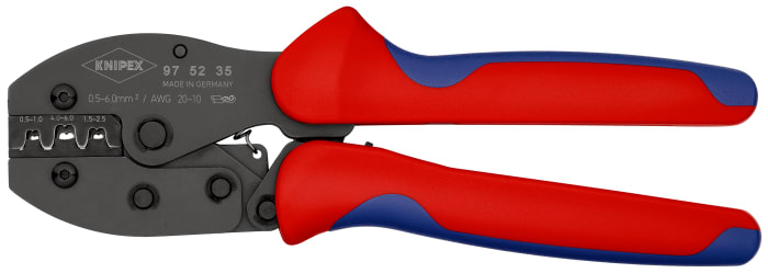 Knipex PreciForce® Hand Ratcheting Crimp Tool for Uninsulated Open Barrel Terminals, 0.5 → 6mm² Wire