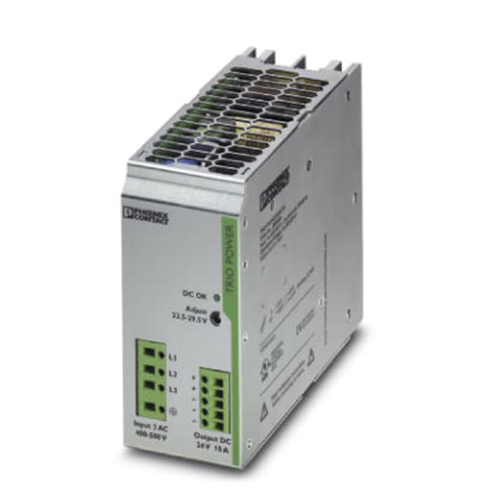 Phoenix Contact TRIO Switch Mode DIN Rail Panel Mount Power Supply ac Input dc Output, 10A Output