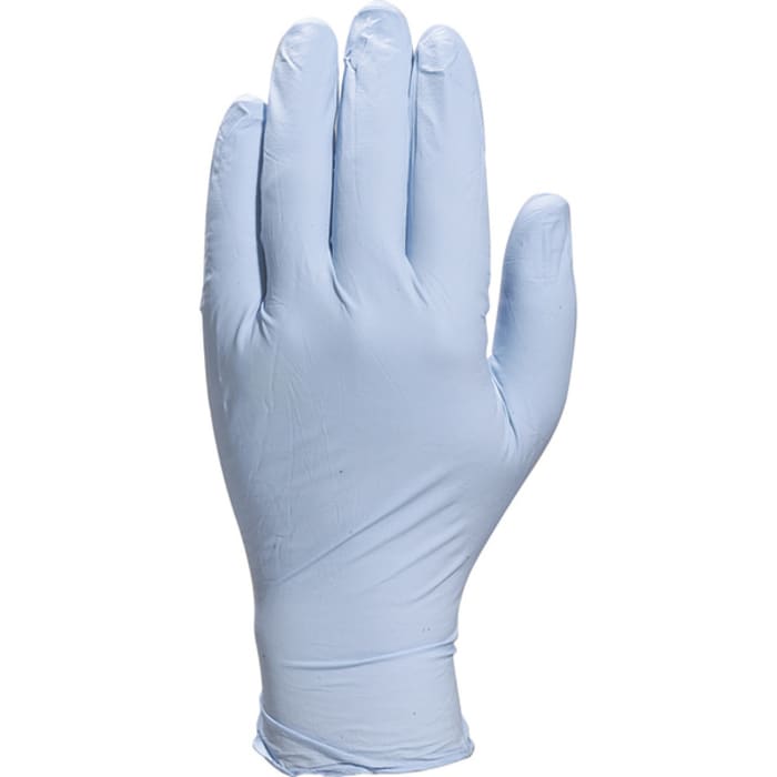 Delta Plus Blue Powder-Free Nitrile Disposable Gloves, Size 8.5, Large, 100 per Pack
