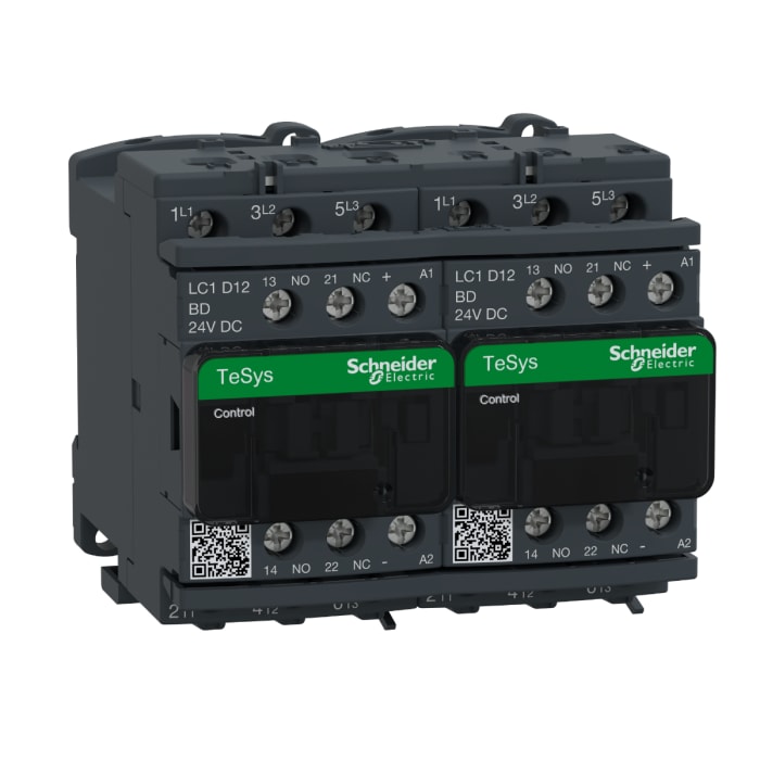 Contacteur Schneider Electric série LC2D, 3 pôles , 3NO, 12 A, 24 V c.c., 5,5 kW