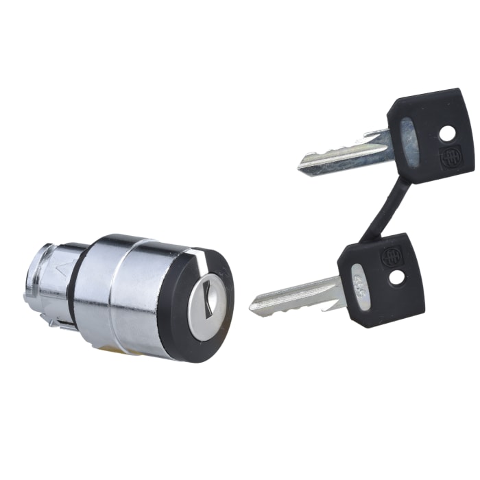 Tête de commutateur à clé Schneider Electric série Harmony XB4 3 positions, Ressort de rappel, de la droite vers le