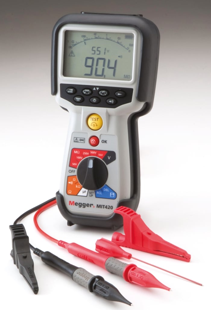 Megger MIT420 Insulation & Continuity Tester, 50V Min, 1000V Max, 200GΩ Max, CAT IV 600 V