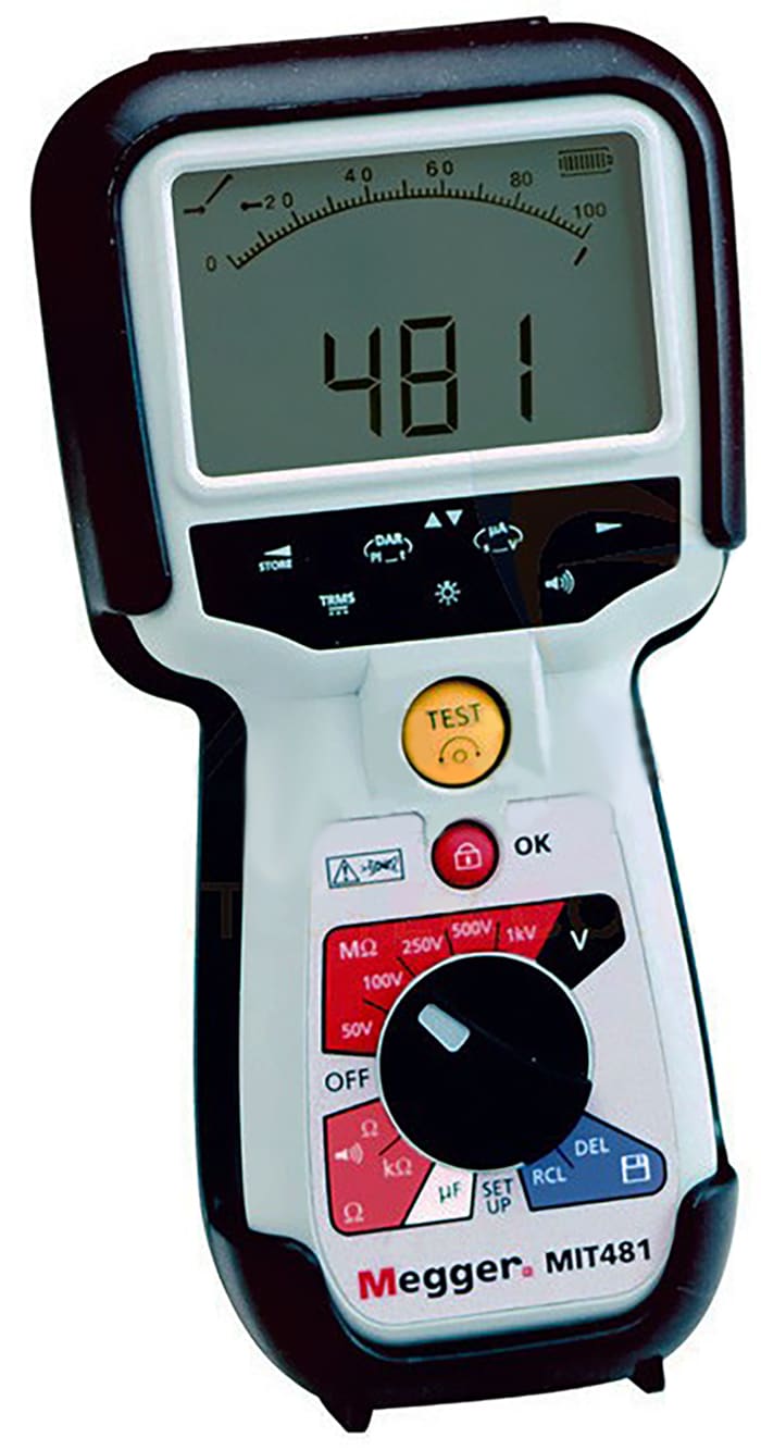 Megger MIT481 Insulation & Continuity Tester, 50V Min, 1000V Max, 200GΩ Max, CAT IV 600 V