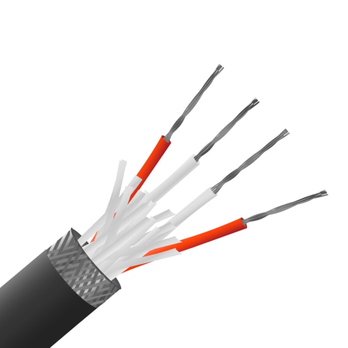 RS PRO Type RTD Resistance Thermometer Detector (RTD) Wire, 25m, Screened, PFA Insulation, +260°C Max, 7/0.2mm