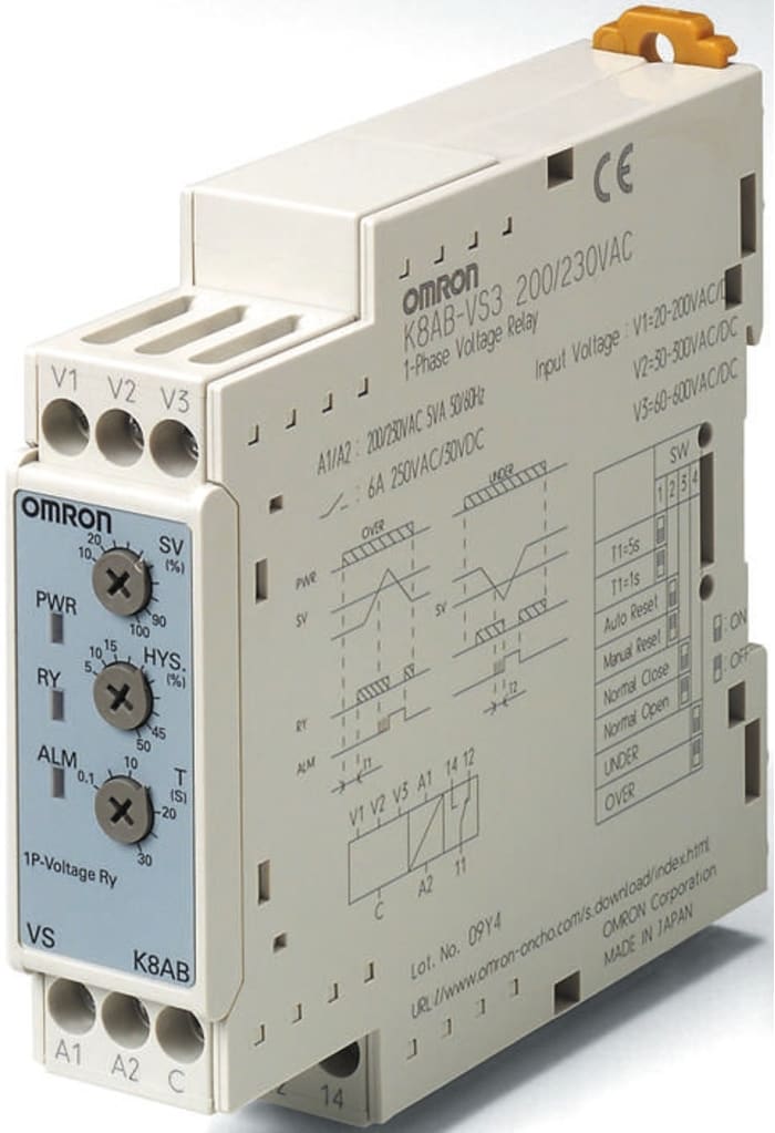 K8AK-VS3 100-240VAC Omron | Omron Voltage Monitoring Relay, 1 Phase ...