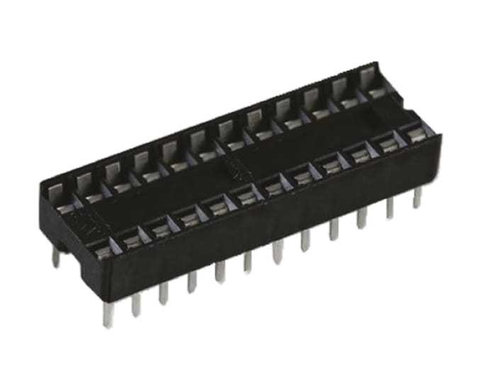 TE Connectivity 2.54mm Pitch Vertical 24 Way, Through Hole Stamped Pin Closed Frame IC Dip Socket, 1A