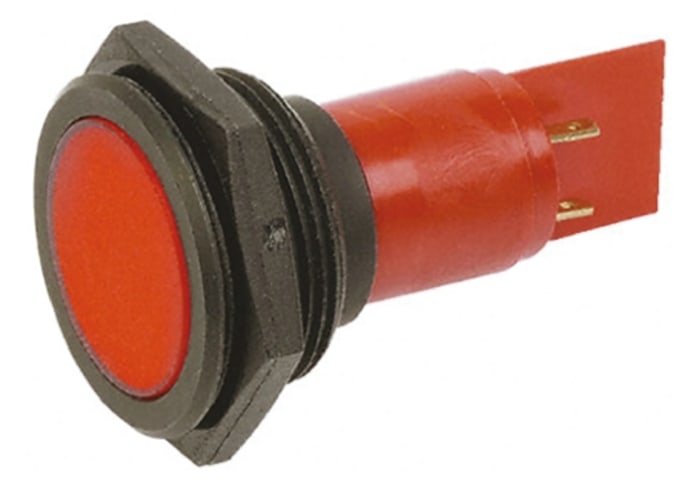 Signal Construct Red Panel Mount Indicator, 30mm Mounting Hole Size, Solder Tab Termination, IP67