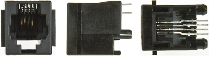 TE Connectivity Female RJ14 Connector, Through Hole, Cat3, UTP Shield Straight 6P/4C -Way