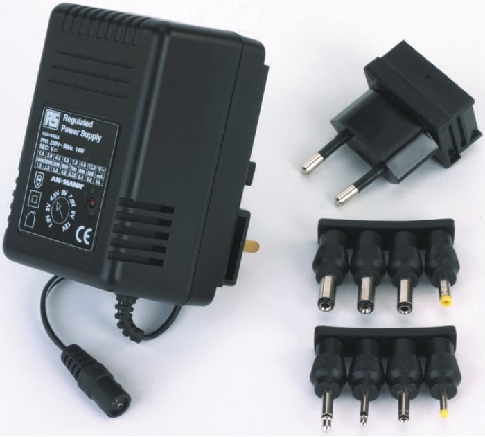 RS PRO Plug In Power Supply 1.5 to 12 V dc, Output, 1 A, 500 mA, 600 mA, 700 mA, 800 mA Output