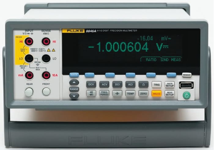 Fluke 8846A Bench Digital Multimeter, True RMS, 10A ac Max, 10A dc Max, 1000V ac Max - UKAS Calibrated