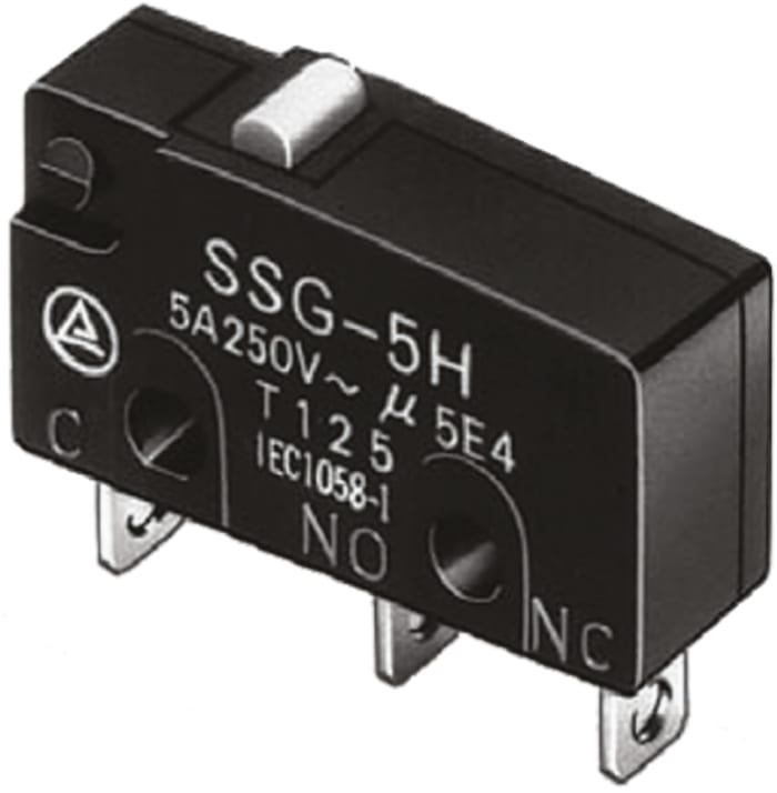 Omron Roller Lever Subminiature Micro Switch, Solder Terminal, 5 A @ 125 V ac, SPDT, IP40