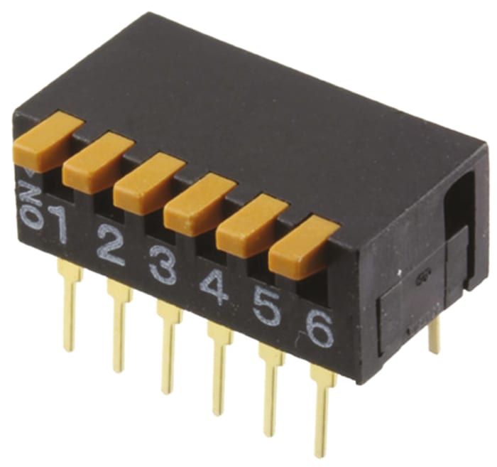 Omron 6 Way Through Hole DIP Switch 6P, Piano Actuator